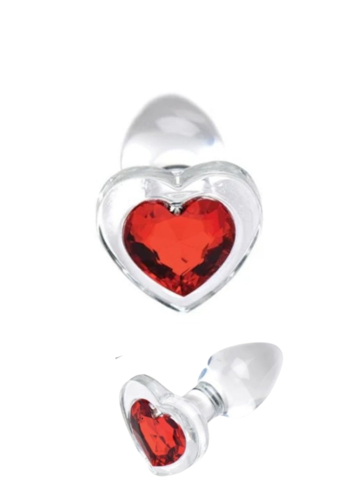 0321 Plug en verre avec bijou cœur rouge taille S