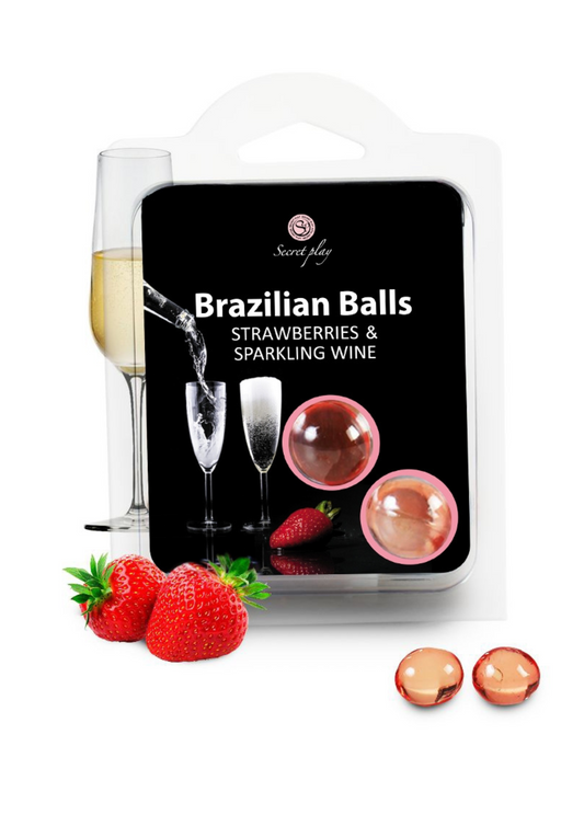 Boules Brésiliennes lubrifiantes et massage au Vin Pétillant Fraise 0149